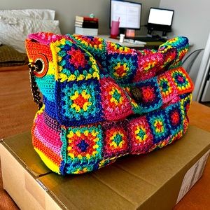 Kurt Geiger Rainbow Crochet XXL Kensington Bag